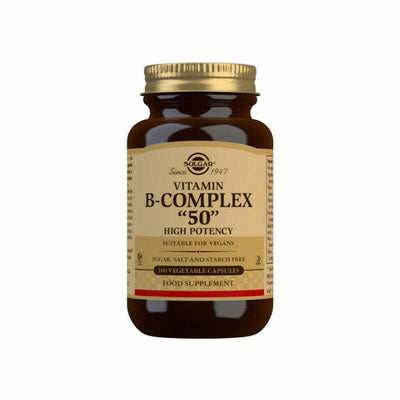 Vitamina B-Complex 50 High Potency Solgar Complex 100 Cápsulas Cápsulas vegetais - debemcomavida.pt