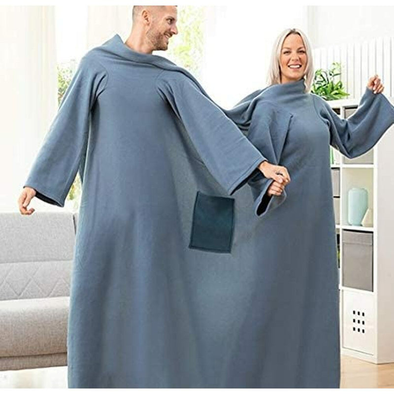 Cobertor com Mangas Duplo com Bolso Central Doublanket InnovaGoods IG815035 Azul (Recondicionado B) - debemcomavida.pt