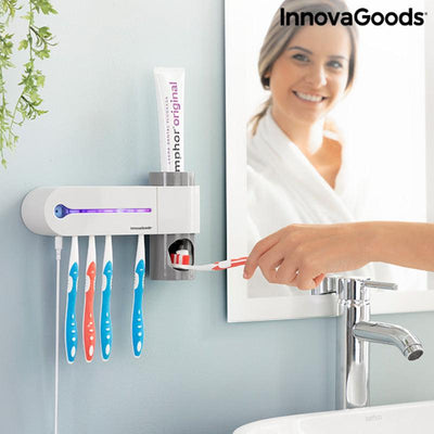 Esterilizador UV de Escovas de Dentes com Suporte e Dispensador de Pasta de Dentes Smiluv InnovaGoods Branco (Recondicionado B) - debemcomavida.pt