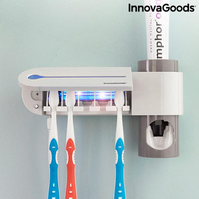 Esterilizador UV de Escovas de Dentes com Suporte e Dispensador de Pasta de Dentes Smiluv InnovaGoods Branco (Recondicionado B) - debemcomavida.pt