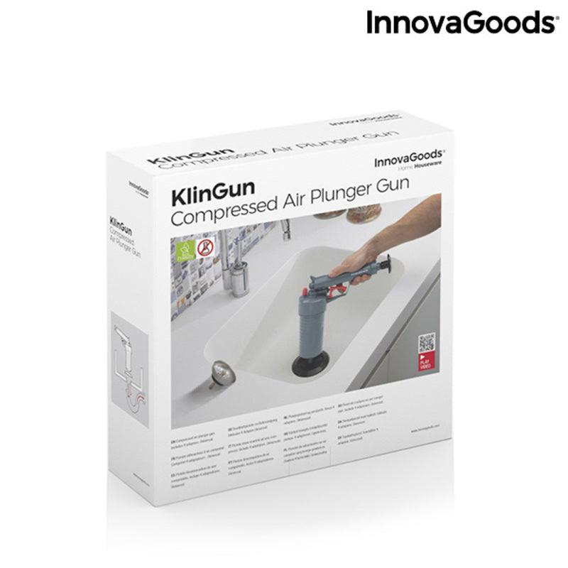 Pistola Desentupidora de Ar Comprimido Universal com Adaptadores KlinGun InnovaGoods V0103255 (Recondicionado A) - debemcomavida.pt