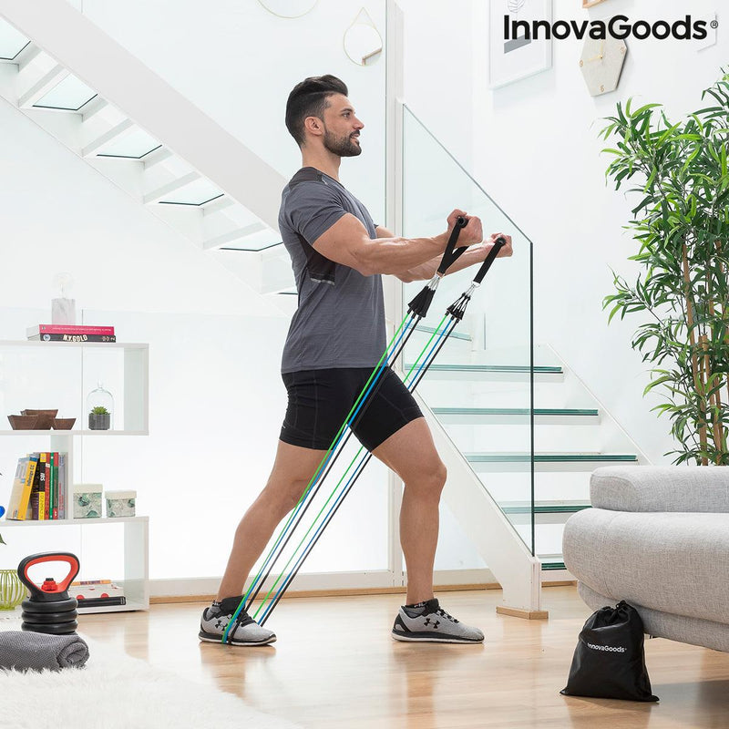 Conjunto de Elásticos de Resistência com Acessórios e Guia de Exercícios InnovaGoods Tribainer (Recondicionado A) - debemcomavida.pt