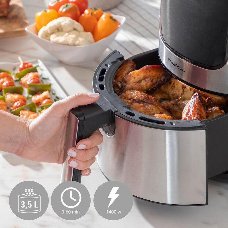 Fritadeira sem Óleo InnovaGoods Aço inoxidável Preto 3,5 L 1400 W (Recondicionado B) - debemcomavida.pt