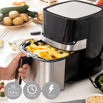 Fritadeira sem Óleo InnovaGoods Fryinn Pro 5500 Preto Aço inoxidável 1700 W 5,5 L - debemcomavida.pt