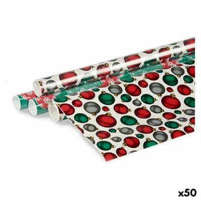 Papel de Embrulho 70 x 200 cm Bolas de Natal Multicolor (50 Unidades) - debemcomavida.pt