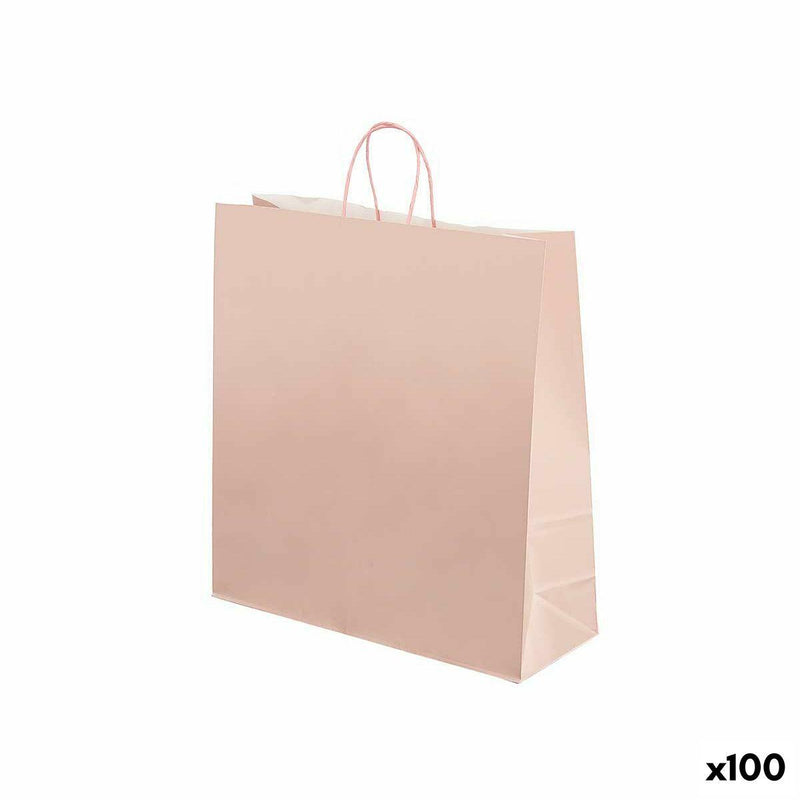 Mala de Papel Cor de Rosa 32 X 12 X 50 cm (100 Unidades) - debemcomavida.pt