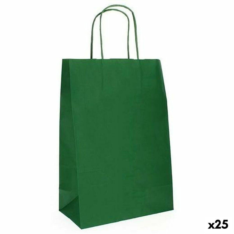 Mala de Papel Fama Verde-escuro Com pegas 31 x 11 x 42 cm (25 Unidades) - debemcomavida.pt