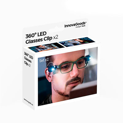Clipe LED para Óculos 360º InnovaGoods 2 Unidades - debemcomavida.pt