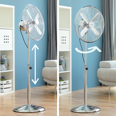 Ventilador de Pé Chrome Retro InnovaGoods Ø 40 cm 55W - debemcomavida.pt