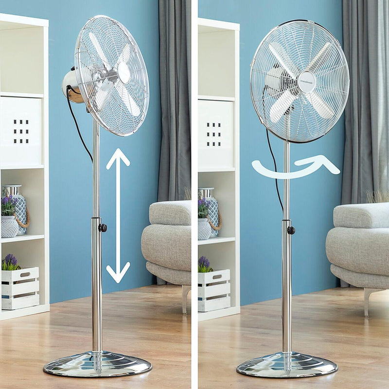 Ventilador de Pé Chrome Retro InnovaGoods Ø 40 cm 55W - debemcomavida.pt