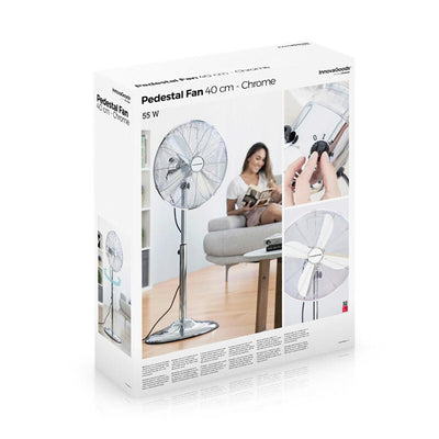 Ventilador de Pé Chrome Retro InnovaGoods Ø 40 cm 55W - debemcomavida.pt