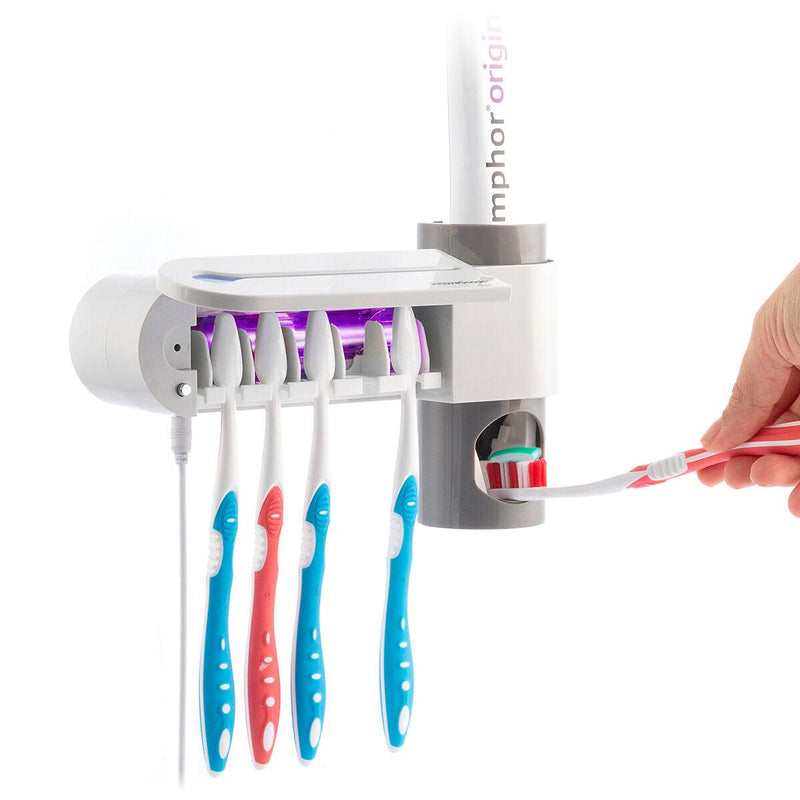 Esterilizador UV de Escovas de Dentes com Suporte e Dispensador de Pasta de Dentes Smiluv InnovaGoods - debemcomavida.pt