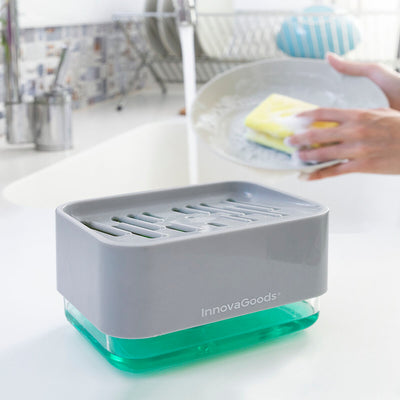 Dispensador de detergente 2 em 1 para lava-louça Pushoap InnovaGoods - debemcomavida.pt