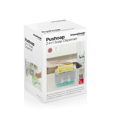 Dispensador de detergente 2 em 1 para lava-louça Pushoap InnovaGoods - debemcomavida.pt