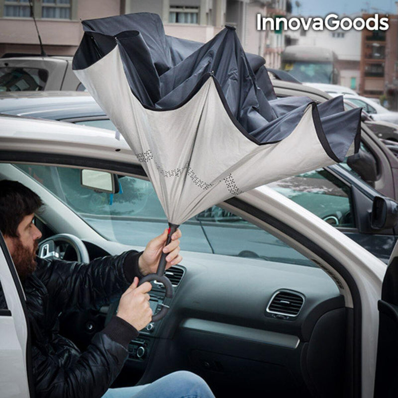 Guarda-Chuva de Fecho Invertido InnovaGoods IG117353 Ampla cobertura (Recondicionado B) - debemcomavida.pt