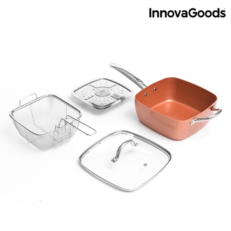 Conjunto de Frigideira Multifunções 5 em 1 Copper InnovaGoods Coppans Alumínio 4 Peças (Recondicionado A+) - debemcomavida.pt