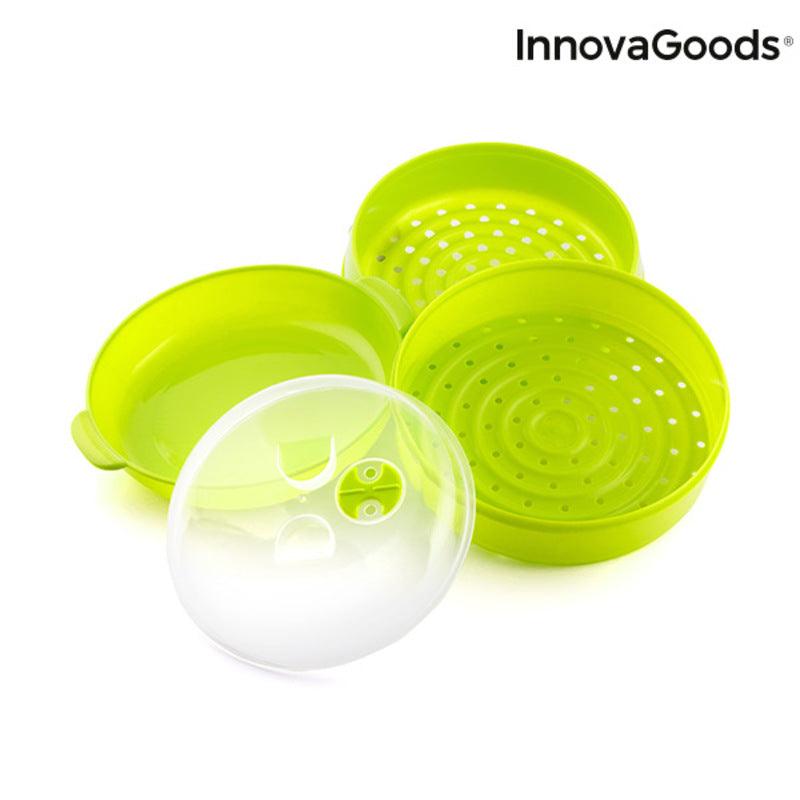 Vaporeira Dupla para Micro-Ondas InnovaGoods IG814038 Polipropileno (Recondicionado A) - debemcomavida.pt