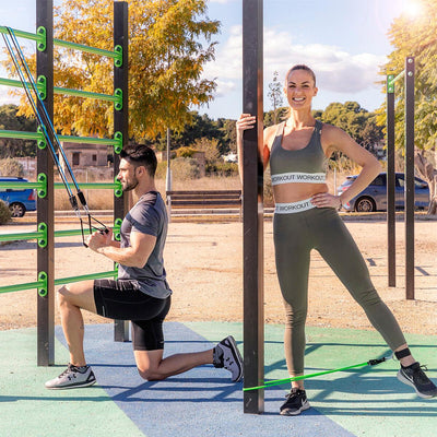 Conjunto de Elásticos de Resistência com Acessórios e Guia de Exercícios Tribainer InnovaGoods TRIBAINER Multicolor (Recondicion - debemcomavida.pt